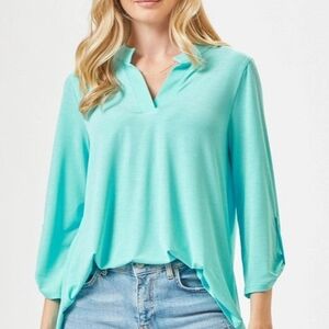 Aqua V-Neck Women's Top
